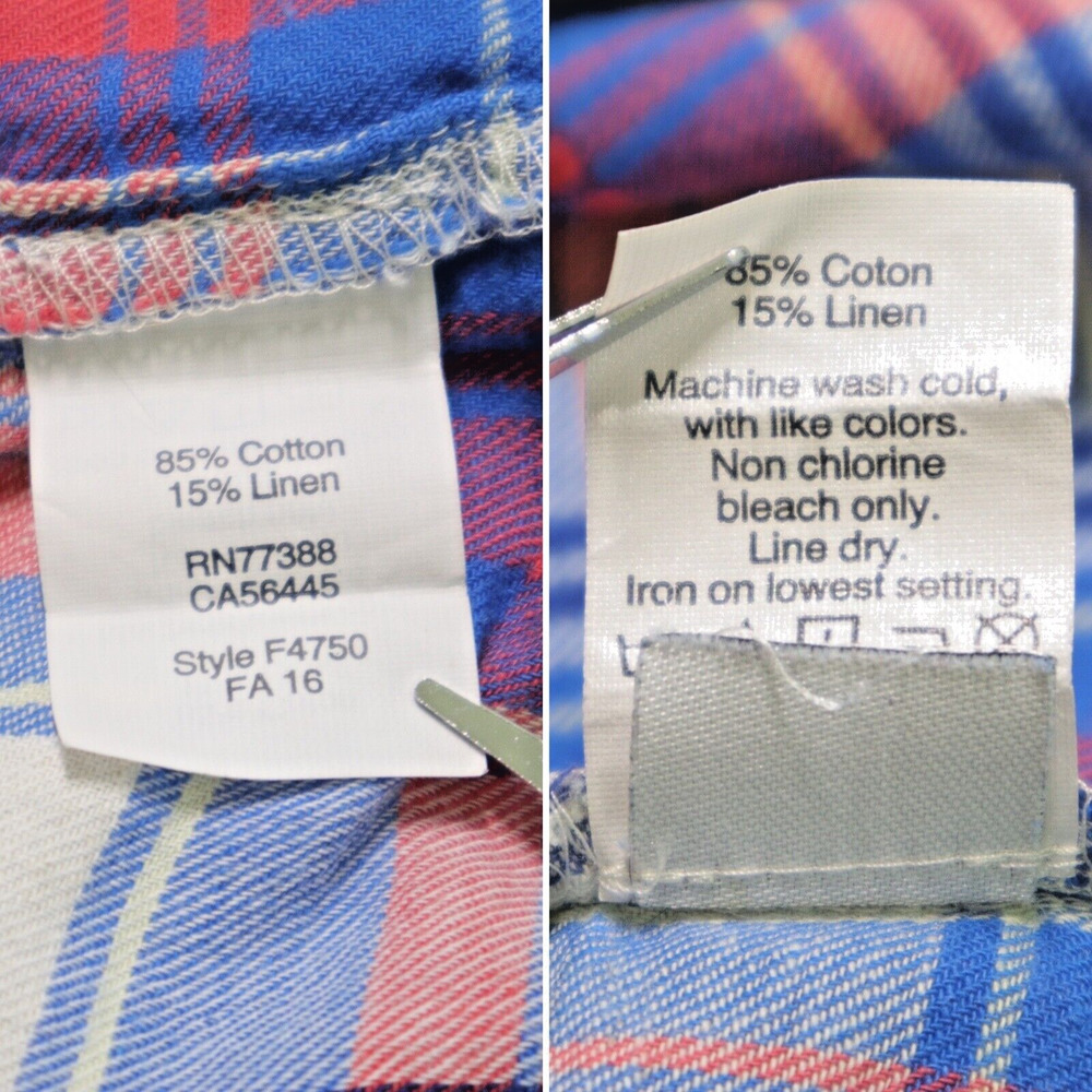 Madewell Size M Shrunken Ex Boyfriend Shirt Red Blue Plaid - Picture 10 of 10